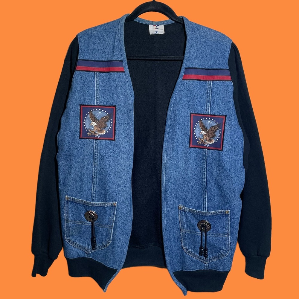 Vintage Unique Upcycled Eagle Jean Jacket.